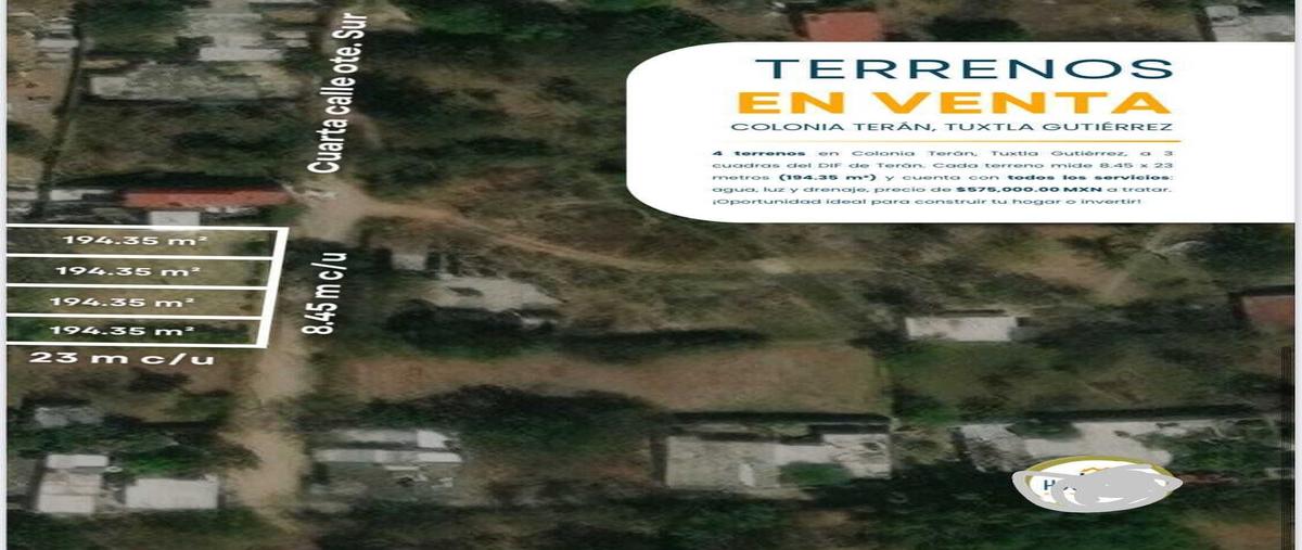 Foto de terreno habitacional en 4a oriente sur , terán, tuxtla gutiérrez, chiapas, 0 foto 01 Foto de terreno habitacional en venta en 4a oriente sur , terán, tuxtla gutiérrez, chiapas, 0 No. 01