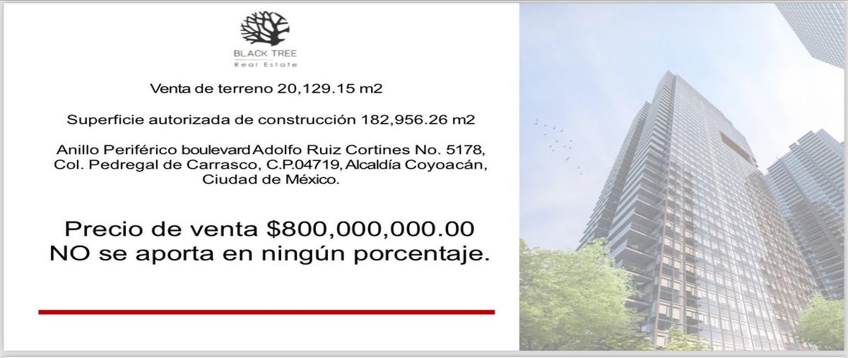 Foto de terreno habitacional en venta en boulevard adolfo ruiz cortines , pedregal de carrasco, coyoacán, df / cdmx, 0 No. 01