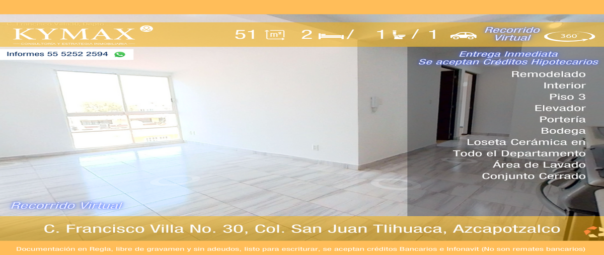 Foto de departamento en venta en calle francisco villa , san juan tlihuaca, azcapotzalco, df / cdmx, 0 No. 01
