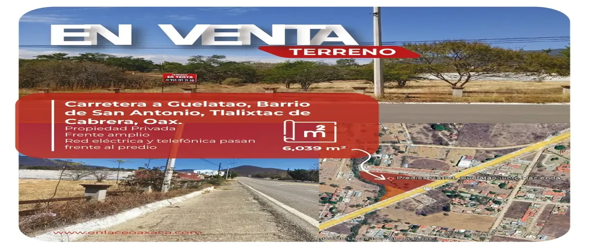 Foto de terreno comercial en venta en carretera a guelatao , san antonio, tlalixtac de cabrera, oaxaca, 0 No. 01