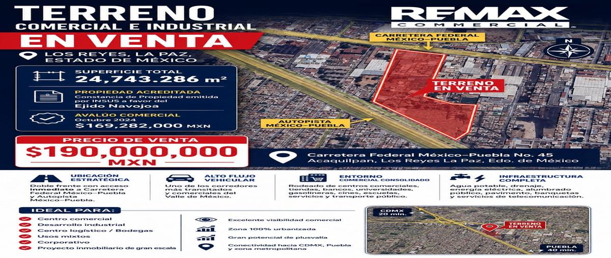Foto de terreno comercial en venta en carretera federal méxico- puebla 45 , los reyes acaquilpan centro, la paz, méxico, 0 No. 03