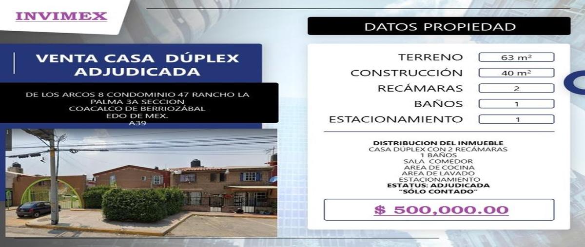 Foto de casa en condominio en venta en de los arcos 8, rancho la palma 3a sección, coacalco de berriozábal, méxico, 20519545 No. 03
