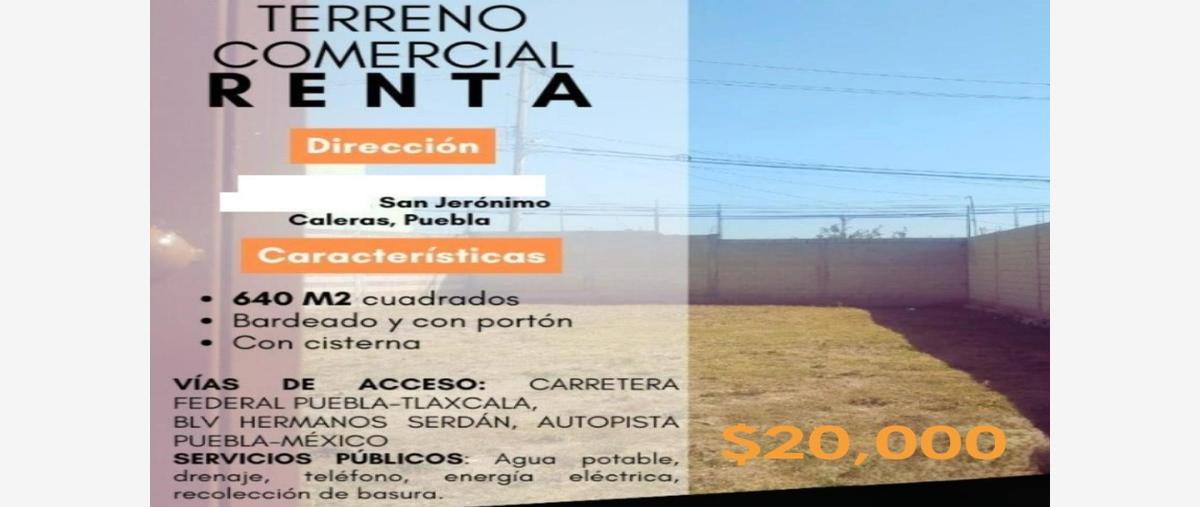 Foto de terreno comercial en renta en domingo arenas 101, san jerónimo caleras, puebla, puebla, 30254749 No. 01