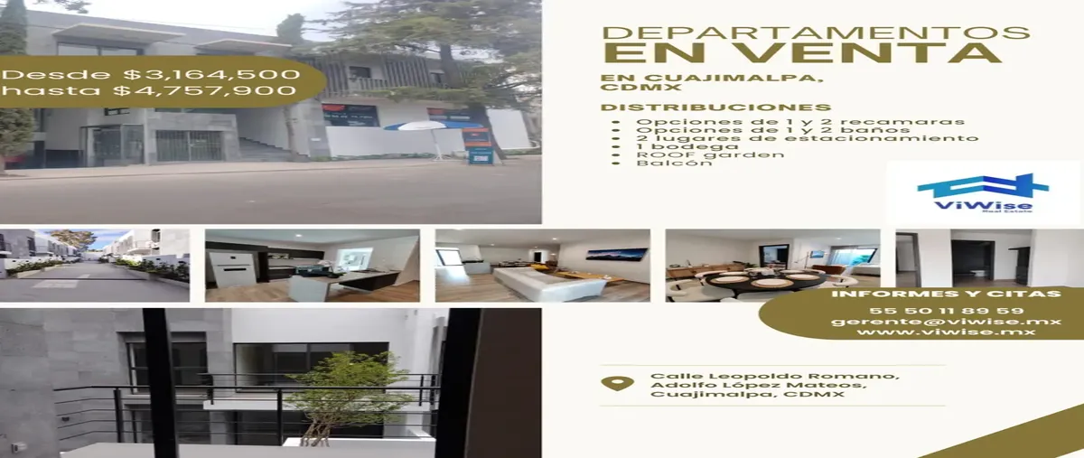 Foto de departamento en leopoldo romano 50, adolfo lópez mateos, cuajimalpa de morelos, df / cdmx, 0 foto 01 Foto de departamento en venta en leopoldo romano 50, adolfo lópez mateos, cuajimalpa de morelos, df / cdmx, 0 No. 01