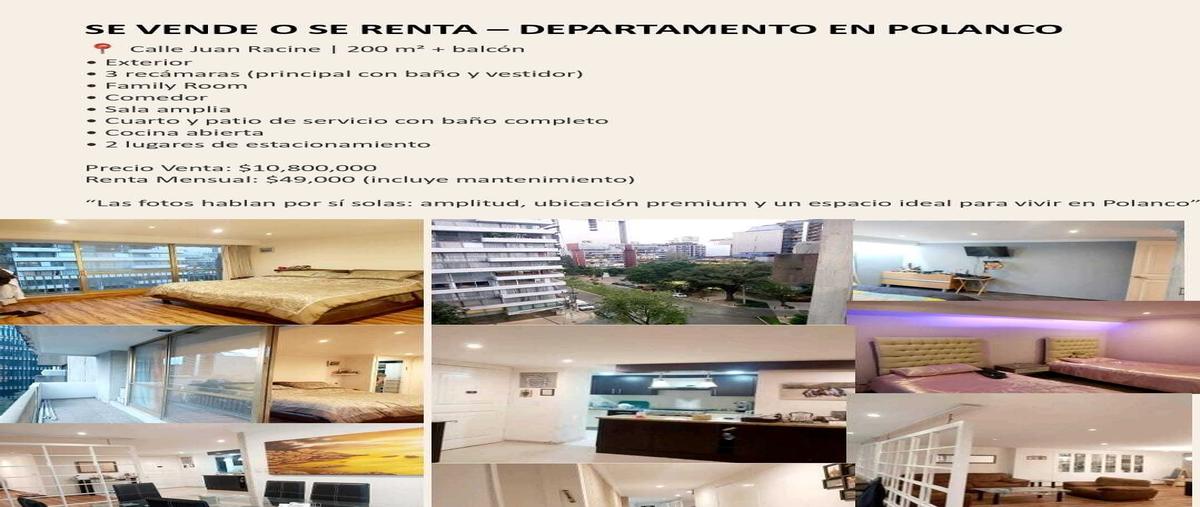 Foto de departamento en renta en  , polanco i sección, miguel hidalgo, df / cdmx, 30326670 No. 01