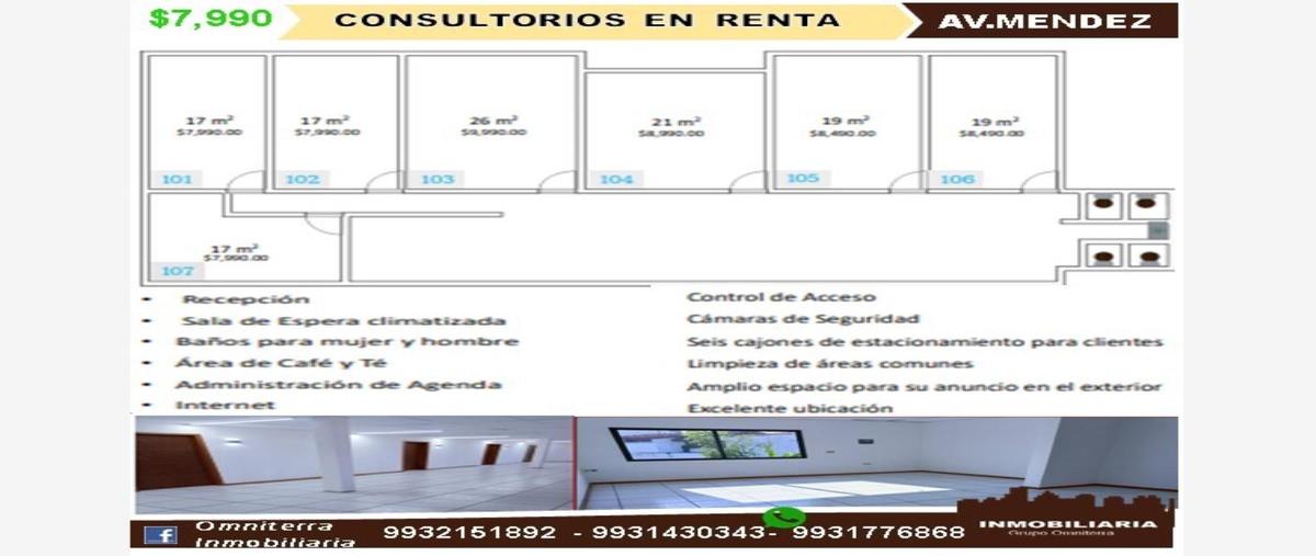 Foto de oficina en renta en sindicato hidraulico 1001, adolfo lopez mateos, centro, tabasco, 0 No. 01