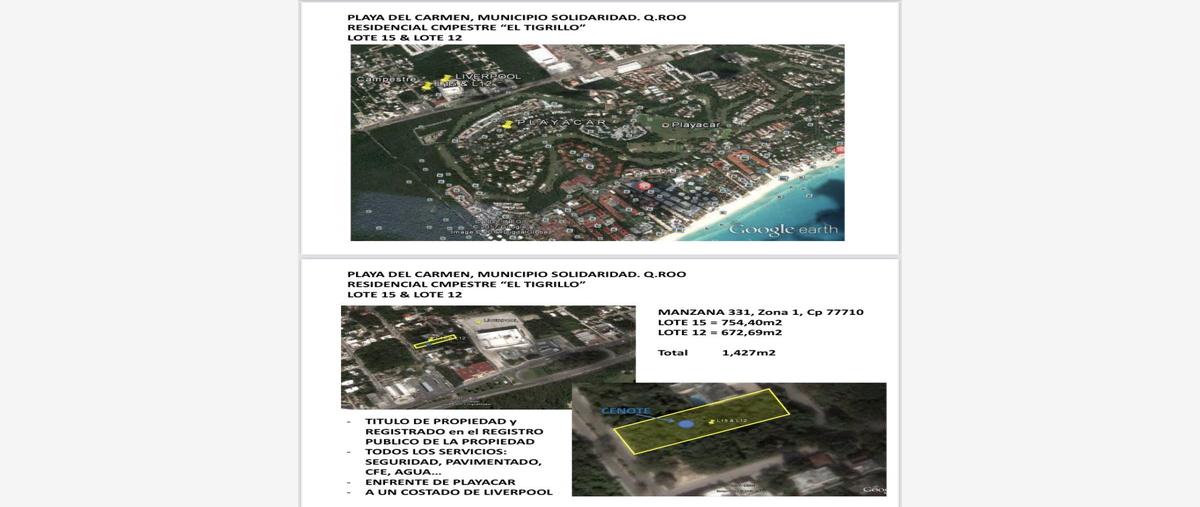 Foto de terreno habitacional en venta en susano aguilar lote 15, el tigrillo, solidaridad, quintana roo, 27290512 No. 01