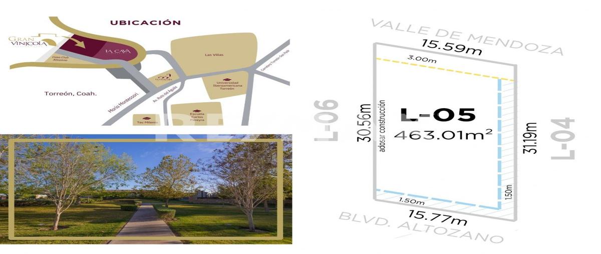 Foto de terreno habitacional en venta en valle de mendoza "la gran vinícola" lote 5 , altozano la nueva laguna, gómez palacio, durango, 0 No. 04