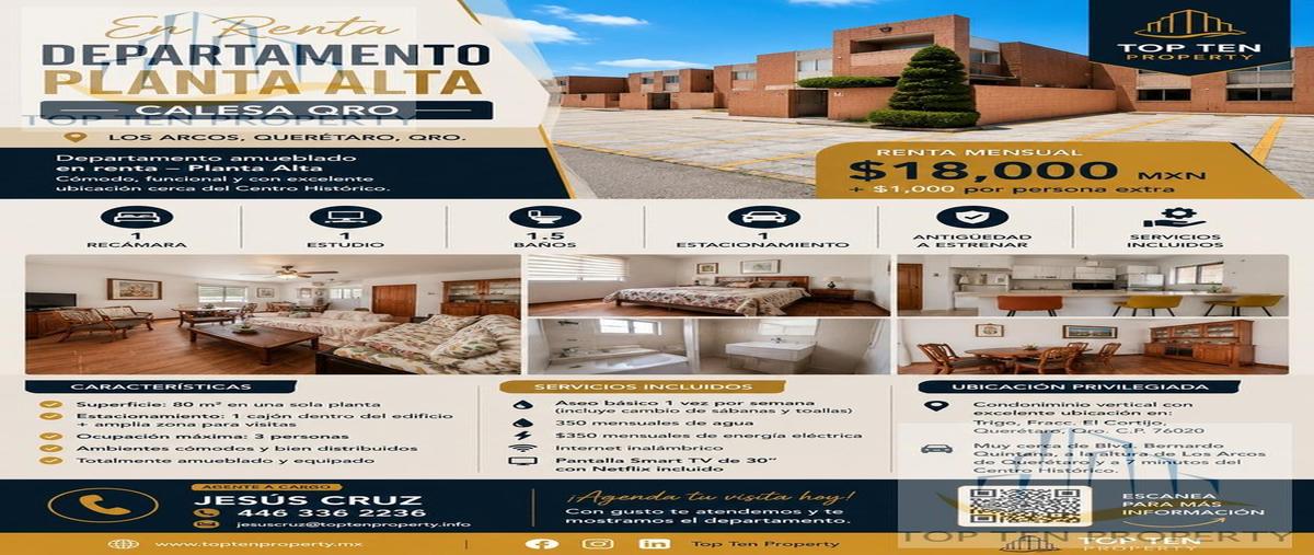 Foto de departamento en , villa los arcos, querétaro, querétaro, 30650291 foto 01 Foto de departamento en renta en , villa los arcos, querétaro, querétaro, 30650291 No. 01