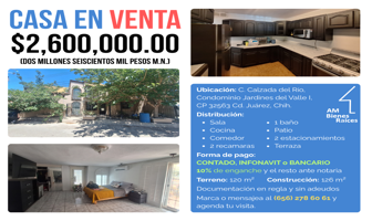 Foto de inmueble en Calzada del Rio #7630-43, Col. Jardines del Valle II C.P. 32422, Juárez