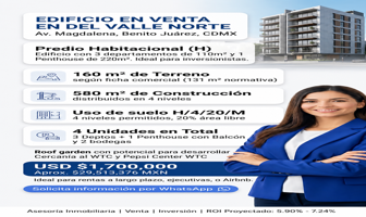 Foto de inmueble en Av. Magdalena 38, Col del Valle Centro, Benito Juárez, 03103 Ciudad de México, CDMX #38, Col. Del Valle Norte C.P. 03103, Benito Juárez