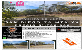 Foto de inmueble en Lote San Diego 74 Mz Xv Vistas Panorámicas Sobre Boulevard S #74 XV, Col. El Salitre C.P. 51924, Ixtapan de la Sal