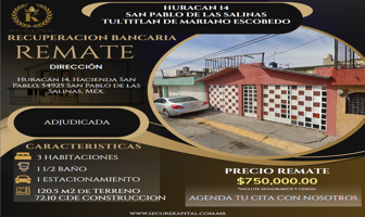 Foto de inmueble en Huracán 14, Hacienda San Pablo, 54925 San Pablo de las Salinas, Méx. #14, Col. Hacienda San Pablo C.P. 54925, Tultitlán
