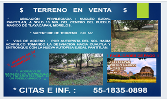 Foto de inmueble en EJIDAL PANTITLAN, Col. Puente Pantitlán C.P. 62545, Tlayacapan