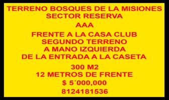 Foto de inmueble en BOSQUES DE LAS MISIONES SECTOR RESERVA FRENTE A CASA CLUB #202, Col. Bosques de las Misiones Sector Encino C.P. 67302, Santiago