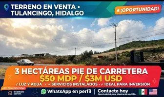 Foto de inmueble en Carretera federal México-Tuxpan, Col. El Abra C.P. 43705, Tulancingo de Bravo