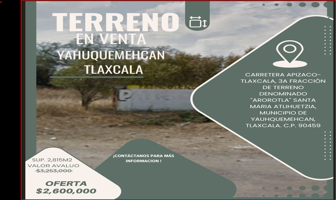 Foto de inmueble en CARRETERA APIZACO-TLAXCALA #s/nInt. sin numero , Col. Santa María Atlihuetzian C.P. 90459, Yauhquemehcan