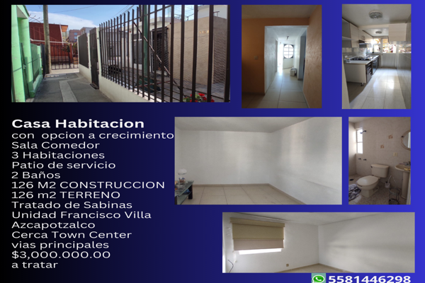 Foto de inmueble en Tratado de Sabinas #s/n, Col. Francisco Villa C.P. 02420, Azcapotzalco