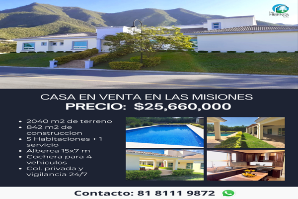 Foto de inmueble en Las Misiones, 67302 Santiago, N.L. #s/n, Col. Las Misiones C.P. 67302, Santiago