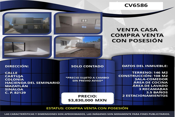 Foto de inmueble en Cartuja Hacienda del Seminario Mazatlan Sinaloa #s/n, Col. Hacienda del Seminario C.P. 82129, Mazatlán