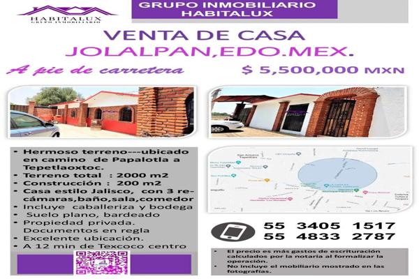 Foto de inmueble en Calle Hidalgo #s/n, Col. La Concepción Jolalpan C.P. 56070, Tepetlaoxtoc