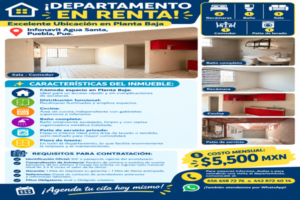 Foto de inmueble en INFONAVIT Agua Santa, 72490 Heroica Puebla de Zaragoza, Pue. #EDIF 9Int. DEP 1, Col. INFONAVIT Agua Santa C.P. 72490, Puebla