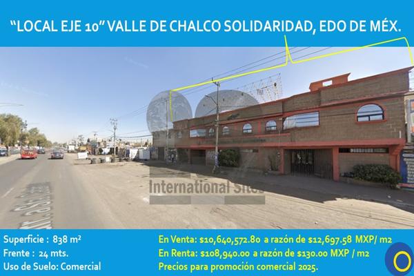 Foto de inmueble en Eje 10 Sur, Col. Ampliación Santa Catarina, Valle de Chalco, Col. La Punta C.P. 56619, Valle de Chalco Solidaridad