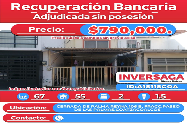 Foto de inmueble en Palma Reyna 106 #106, Col. Las Palmas C.P. 96559, Coatzacoalcos