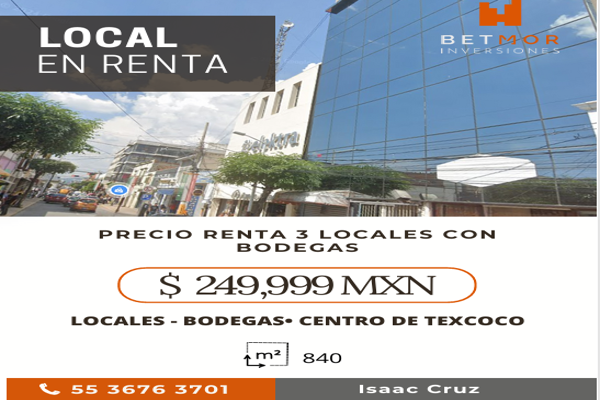 Foto de inmueble en Avenida Juárez Sur 115 #115, Col. Texcoco de Mora Centro C.P. 56100, Texcoco