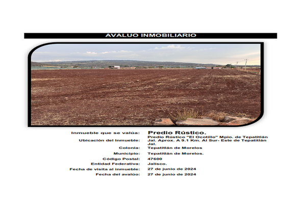 Foto de inmueble en el ocotillo km 9 al sur de tepatlitan, Col. Tepatitlán de Morelos Centro C.P. 47600, Tepatitlán de Morelos
