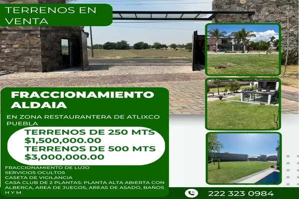 Foto de inmueble en FRACCIONAMIENTO ALDAIA #1, Col. Atlixco 90 C.P. 74218, Atlixco