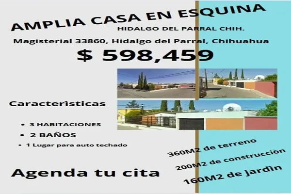 Foto de inmueble en jose maria sanchez celiz #*, Col. Magisterial C.P. 33860, Hidalgo del Parral