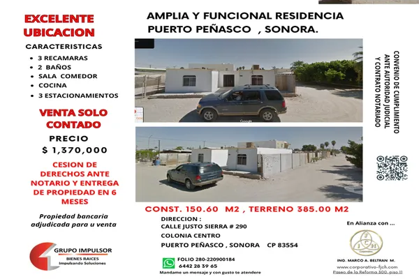 Foto de inmueble en JUSTO SIERRA #290, Col. Peñasco C.P. 83554, Puerto Peñasco