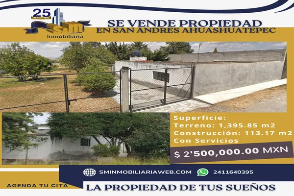 Foto de inmueble en la escondida #1, Col. San Andrés Ahuashuatepec C.P. 90491, Tzompantepec