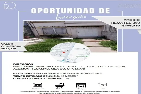 Foto de inmueble en Privada Rio Lena #2, Col. Ojo de Agua C.P. 55770, Tecámac