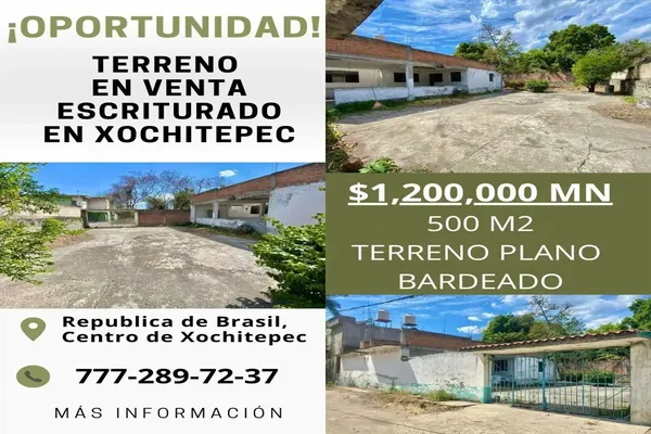 Foto de inmueble en REPUBLICA DE BRASIL, Col. Xochitepec Centro C.P. 62790, Xochitepec